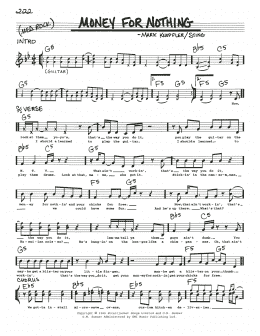 page one of Money For Nothing (Real Book – Melody, Lyrics & Chords)