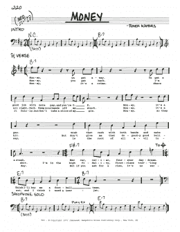 page one of Money (Real Book – Melody, Lyrics & Chords)