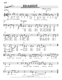 page one of Rhiannon (Real Book – Melody, Lyrics & Chords)