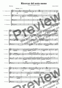 page one of Ricercar del sesto suono - 4 Voci Organico variabile