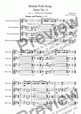 page one of British Folk Song  Suite No. 2