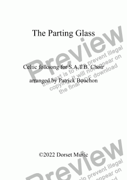 page one of The Parting Glass for S.A.T.B. Choir and Piano