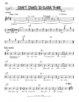 page one of Don't Stand So Close To Me (Real Book – Melody, Lyrics & Chords)