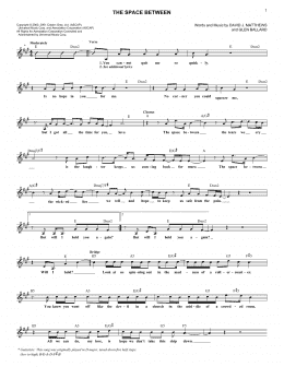 page one of The Space Between (Lead Sheet / Fake Book)