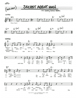 page one of Secret Agent Man (Real Book – Melody, Lyrics & Chords)