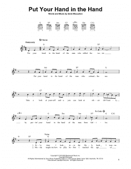 page one of Put Your Hand In The Hand (Easy Guitar)