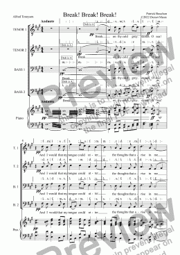 page one of Break! Break! Break! (Tennyson) for Male Voice Choir and Piano