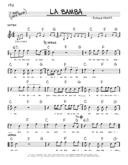 page one of La Bamba (Real Book – Melody, Lyrics & Chords)