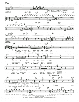 page one of Layla (Real Book – Melody, Lyrics & Chords)