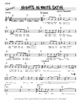 page one of Nights In White Satin (Real Book – Melody, Lyrics & Chords)