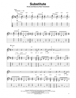 page one of Substitute (Guitar Tab (Single Guitar))
