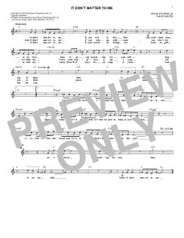 page one of It Don't Matter To Me (Lead Sheet / Fake Book)