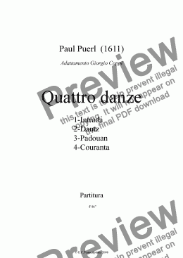 page one of Four Dances  1611 -  Paul Puerll