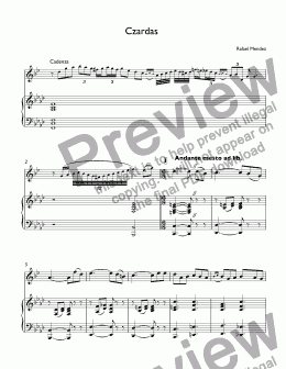 page one of Mendez - Czardas for trumpet Bb & piano