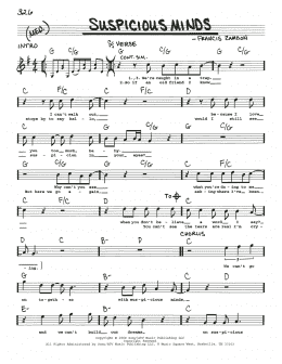 page one of Suspicious Minds (Real Book – Melody, Lyrics & Chords)