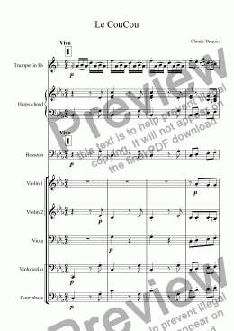 page one of Daquin - Le Coucou for trumpet Bb & orchestra