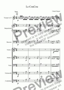 page one of Daquin - Le Coucou for trumpet D & orchestra