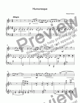 page one of Rakow - Humoresque for trumpet Bb & piano
