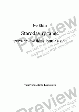 page one of STARODÁVNÝ TANEC pro 2 flétny, housle a violu