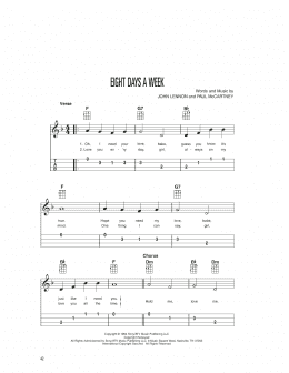 page one of Eight Days A Week (Easy Ukulele Tab)
