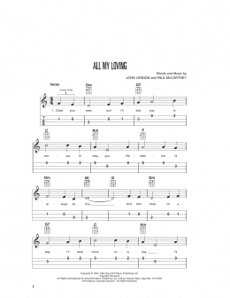 page one of All My Loving (Easy Ukulele Tab)