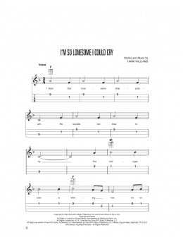 page one of I'm So Lonesome I Could Cry (Easy Ukulele Tab)