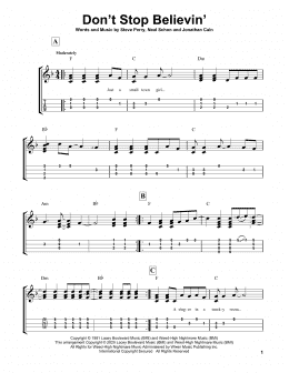 page one of Don't Stop Believin' (Easy Ukulele Tab)