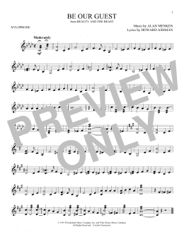 page one of Be Our Guest (from Beauty and The Beast) (Xylophone Solo)