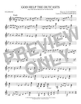 page one of God Help The Outcasts (from The Hunchback Of Notre Dame) (Xylophone Solo)