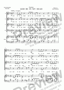 page one of God Be In My Head  (SATB  unacc).