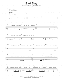 page one of Bad Day (Easy Bass Tab)
