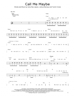 page one of Call Me Maybe (Easy Bass Tab)