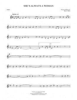 page one of She's Always A Woman (French Horn Solo)