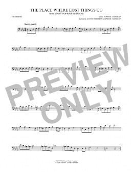 page one of The Place Where Lost Things Go (from Mary Poppins Returns) (Trombone Solo)