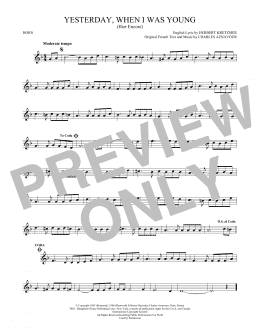 page one of Yesterday, When I Was Young (Hier Encore) (French Horn Solo)