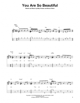 page one of You Are So Beautiful (Easy Ukulele Tab)