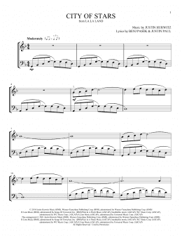 page one of City Of Stars (from La La Land) (Instrumental Duet)