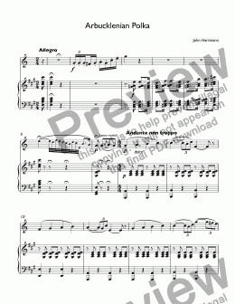 page one of Hartmann - Arbucklenian Polka for trumpet A & piano