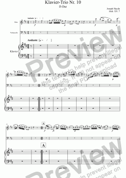 page one of Haydn, Klavier-Trio Nr. 10 D-Dur Hob. XV: 7 – Flöte (anstelle Violine)