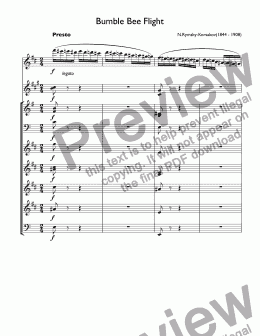 page one of Rymsky-Korsakov - Bumble Bee Flight for Clarinet Bb & orchestra
