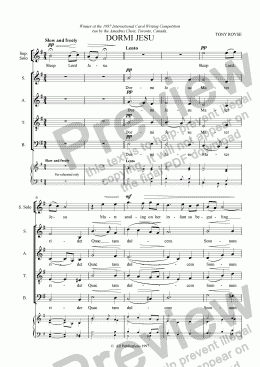 page one of Carol: Dormi Jesu  (S. solo + SATB unacc.)