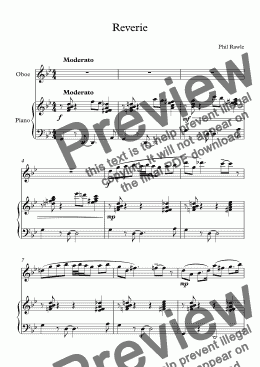 page one of Reverie - Oboe and Piano
