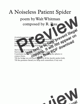 page one of Noiseless Patient Spider - Text by Walt Whitman