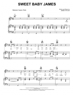 page one of Sweet Baby James (Piano, Vocal & Guitar Chords (Right-Hand Melody))