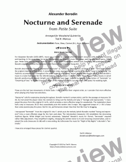 page one of Nocturne and Serenade from Petite Suite for Woodwind Quintet