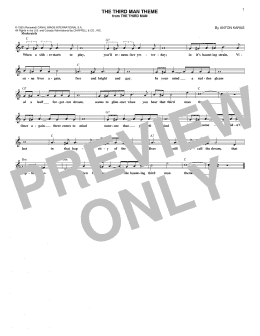 page one of The Third Man Theme (Lead Sheet / Fake Book)