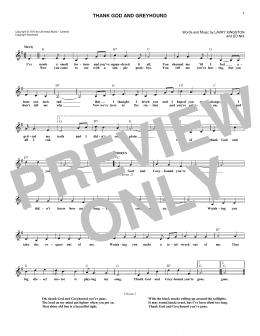 page one of Thank God And Greyhound (Lead Sheet / Fake Book)
