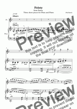 page one of Status - Three short pieces for Flute and Piano