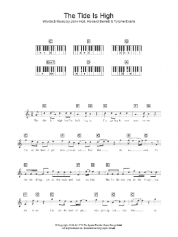 page one of The Tide Is High (Lead Sheet / Fake Book)