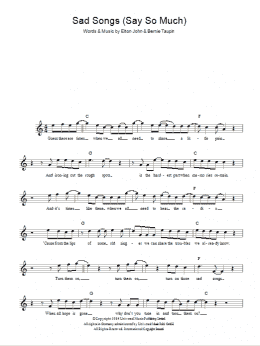 page one of Sad Songs (Say So Much) (Lead Sheet / Fake Book)